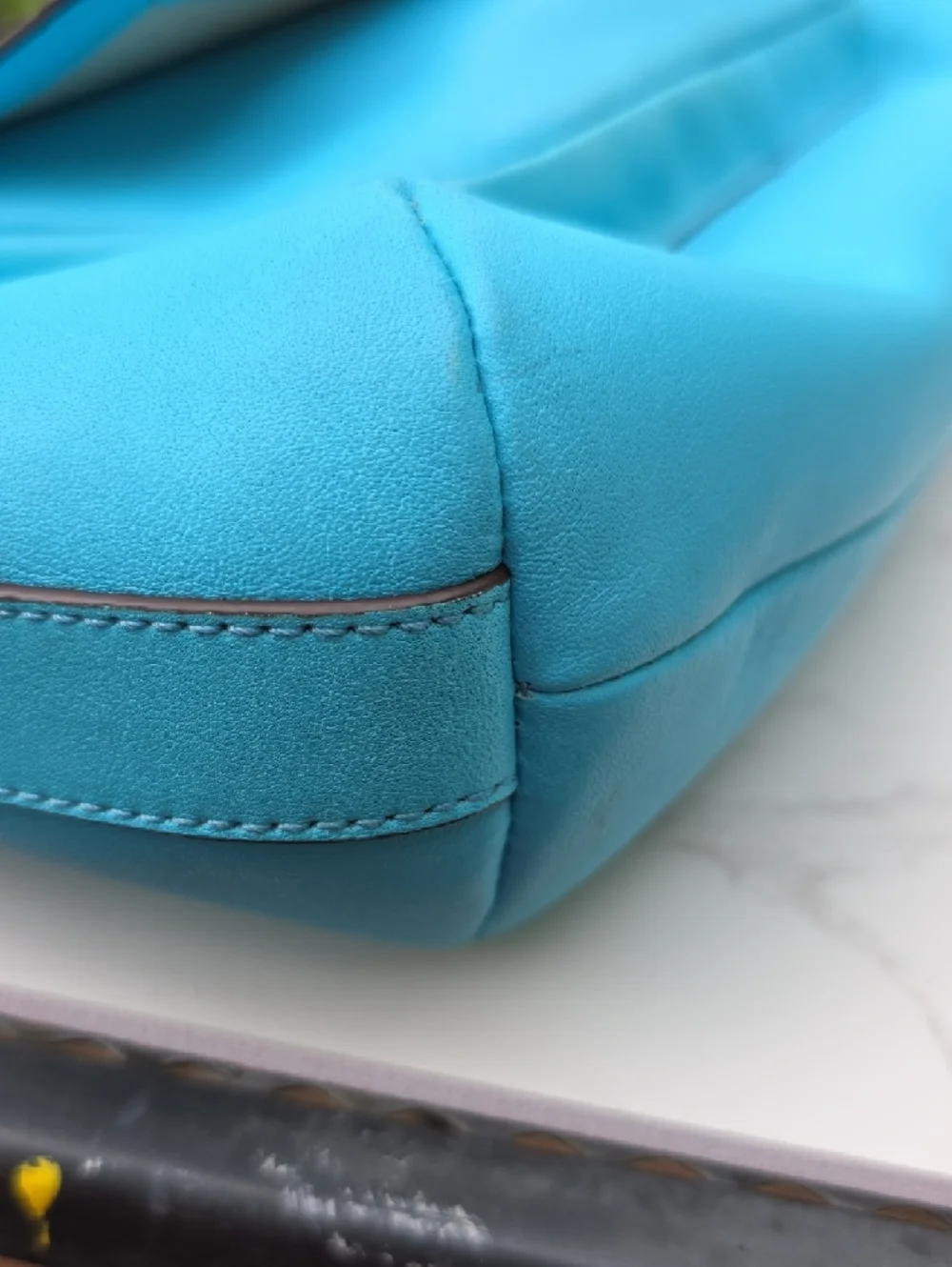 Coach Turquoise Shoulder Bag with Pearl & Chain Details - Picture 15 of 16